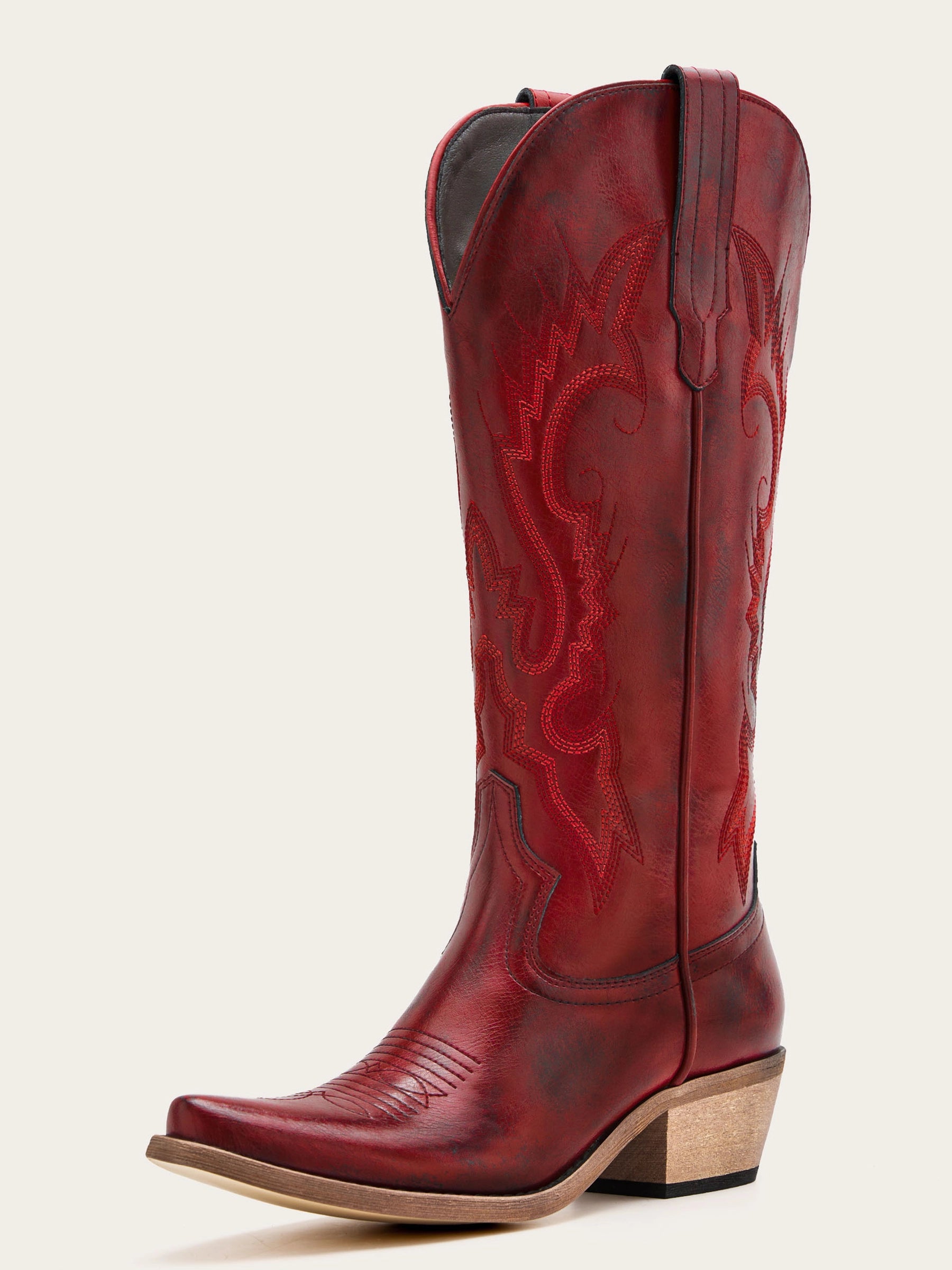 The Legend: Vintage Red Boots with Tonal Western Embroidery