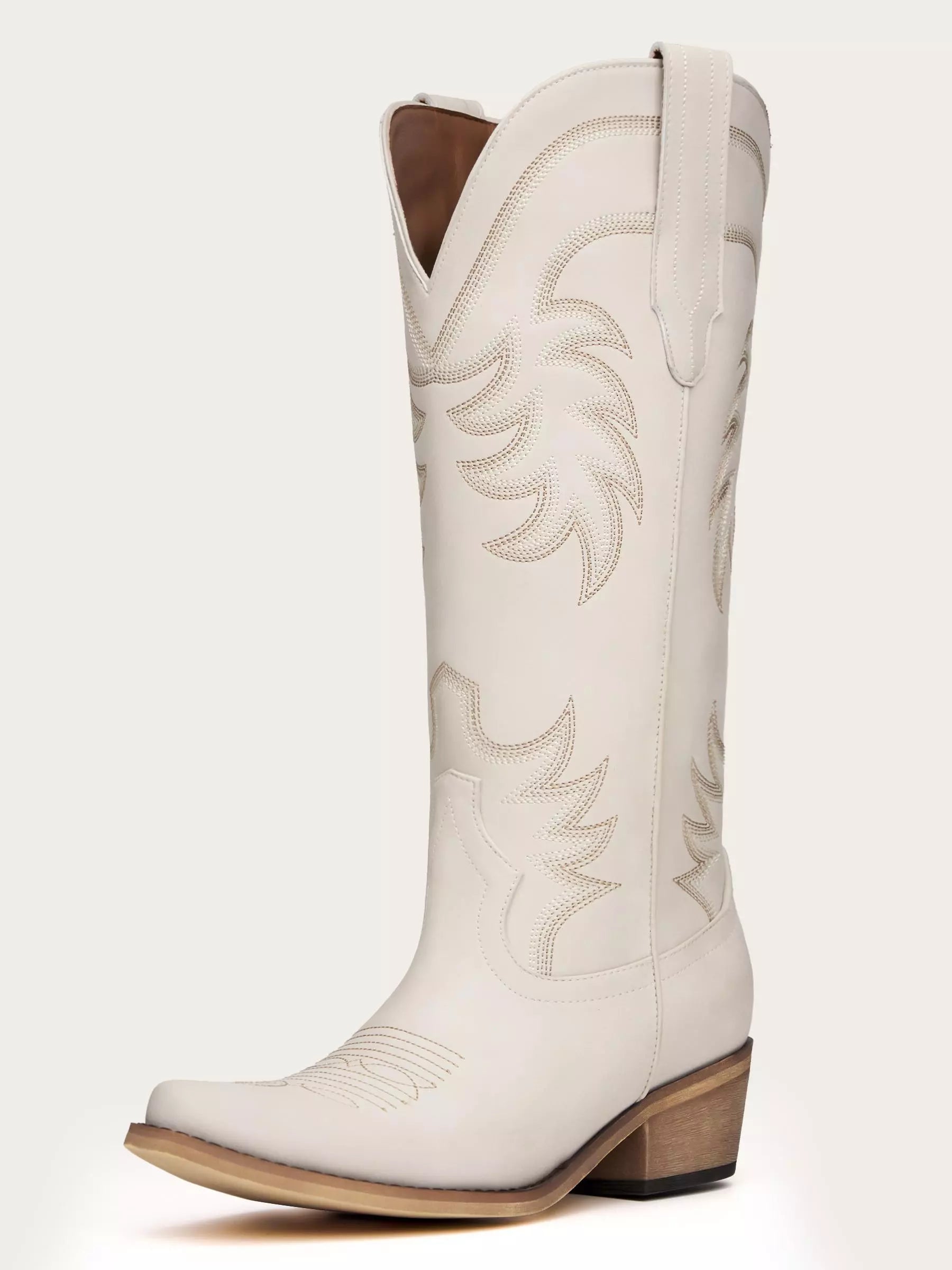 The Nashville: Modern White Cowboy Boots with Classic Western Stitching