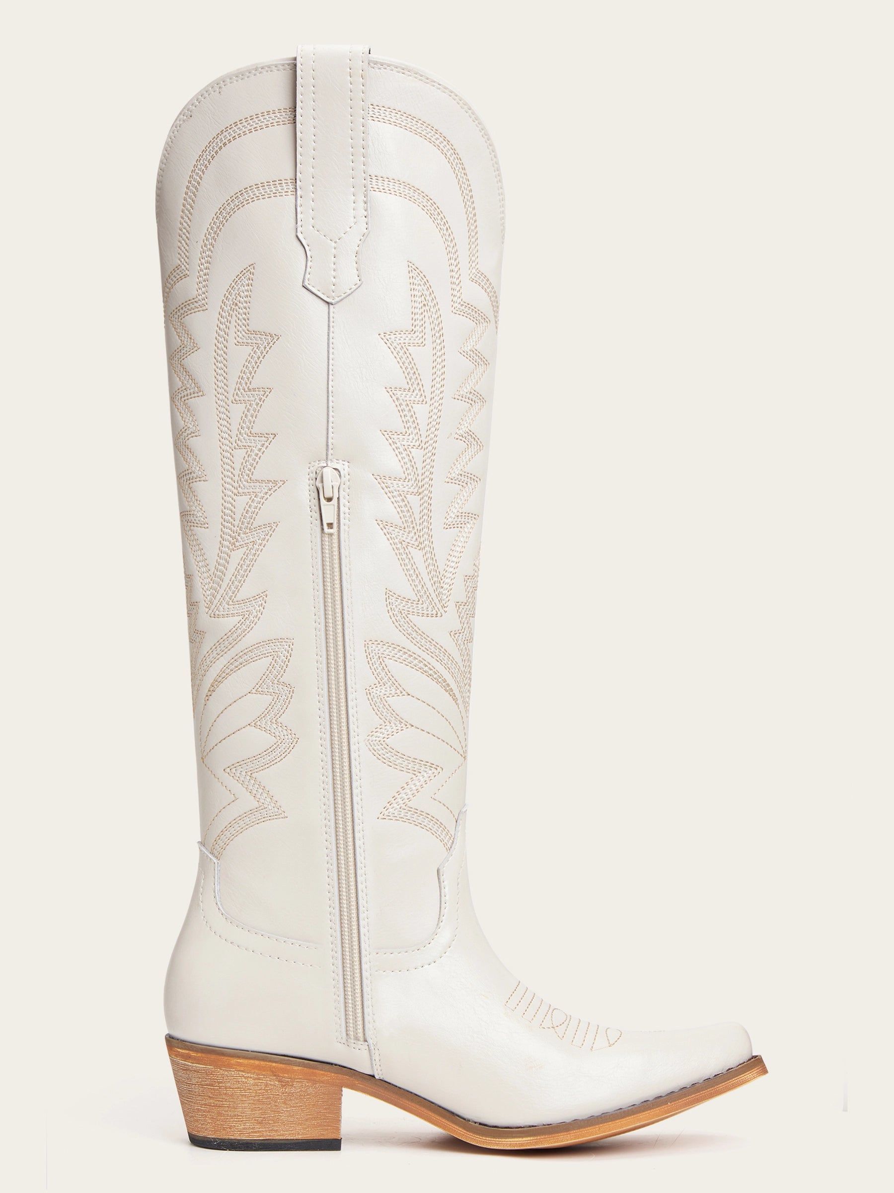 The Legacy: Modern White Knee-High Boots with a Snip Toe