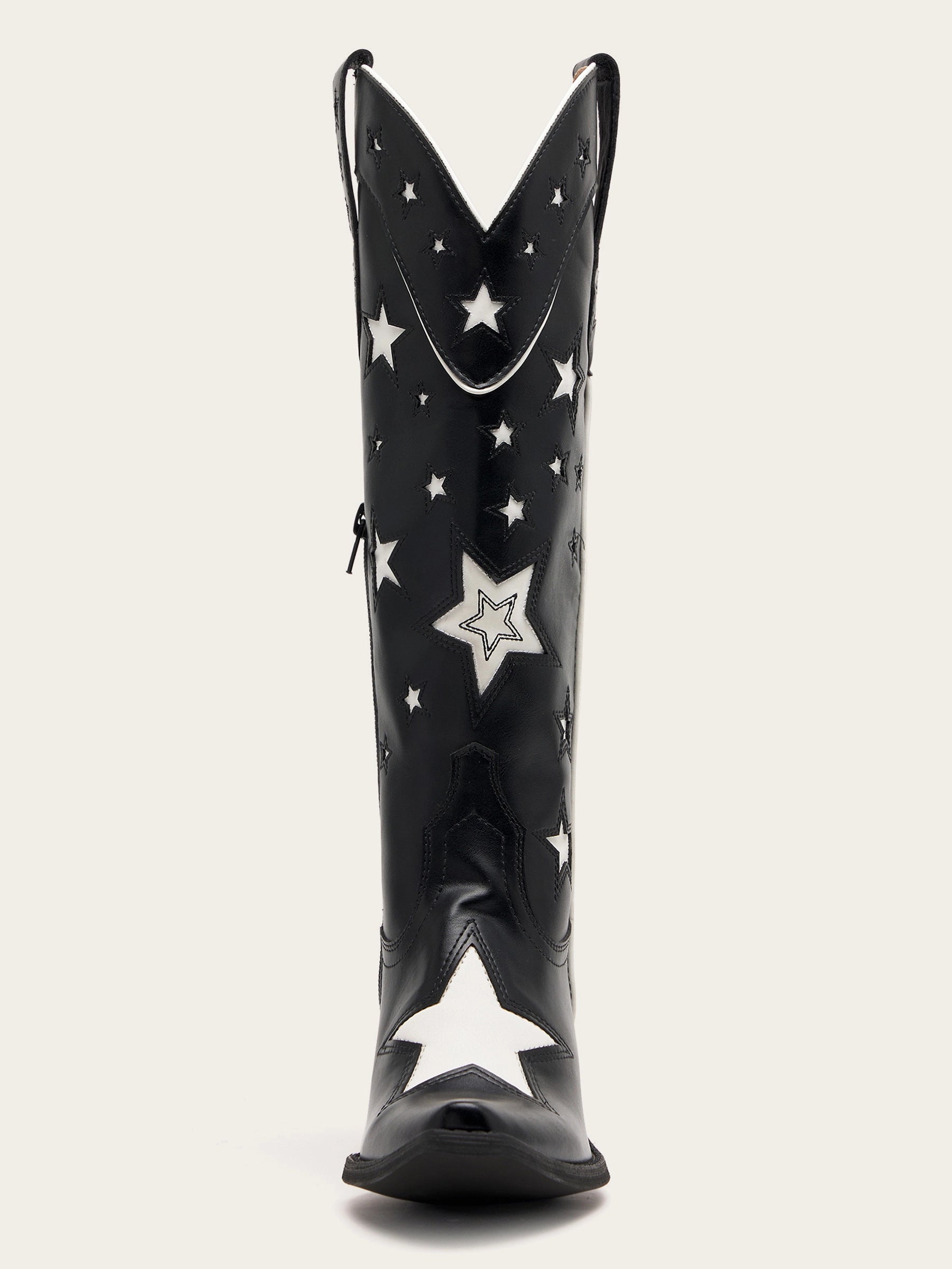 The Cosmic Cowgirl: Black & White Star Inlay Western Boots
