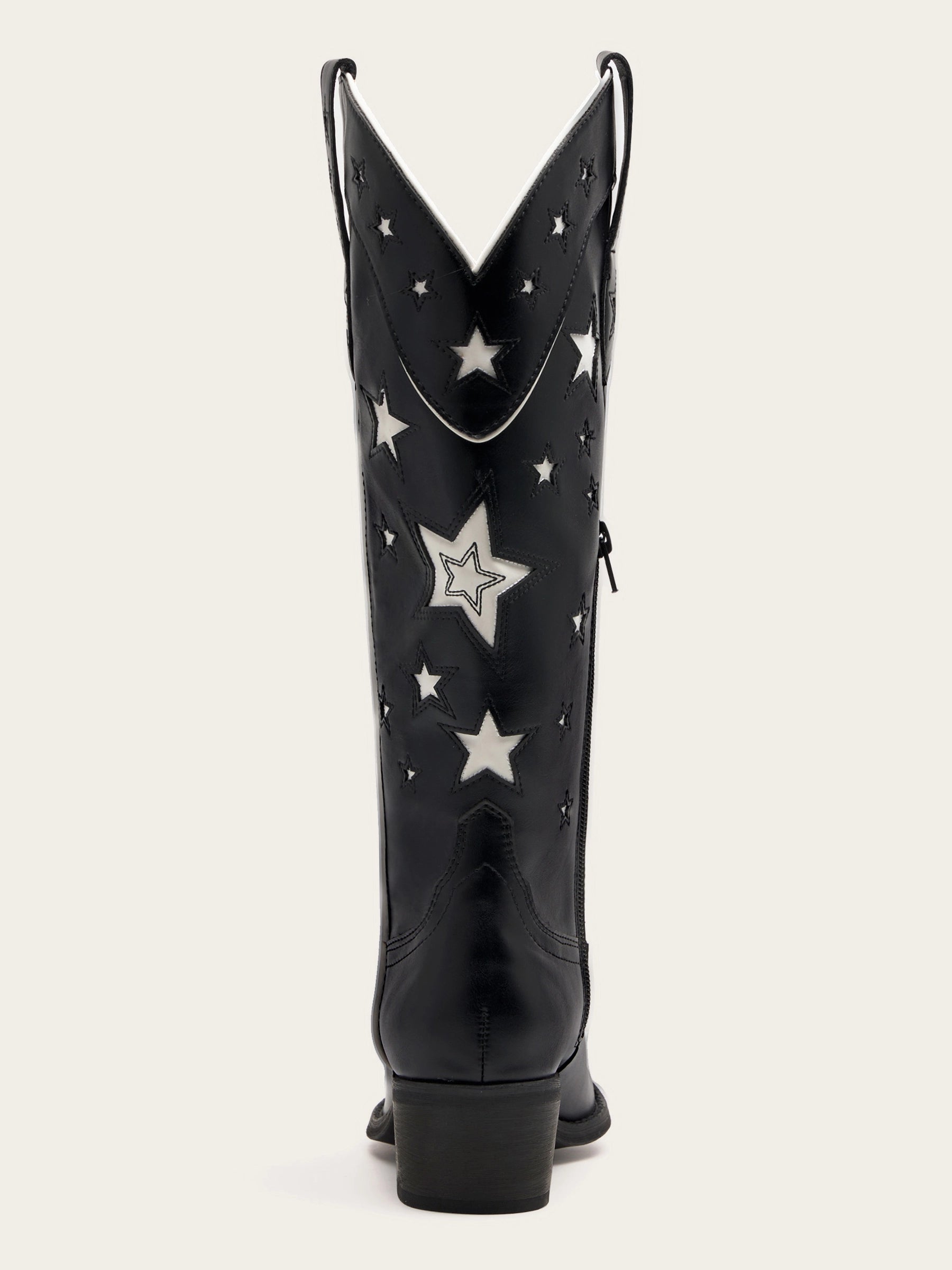 The Cosmic Cowgirl: Black & White Star Inlay Western Boots