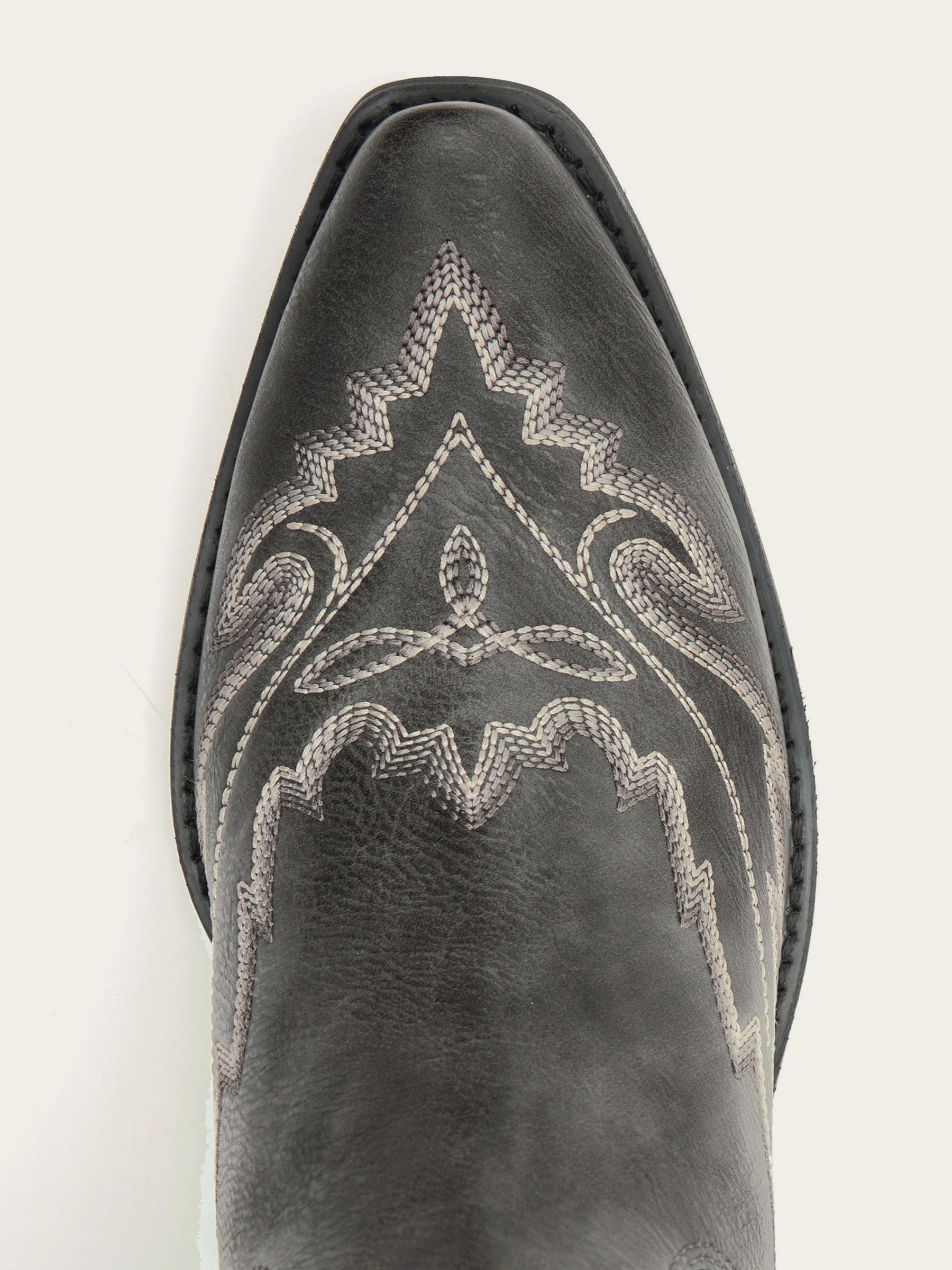The Siren: Over-the-Knee Embroidered Western Boots in Charcoal Grey