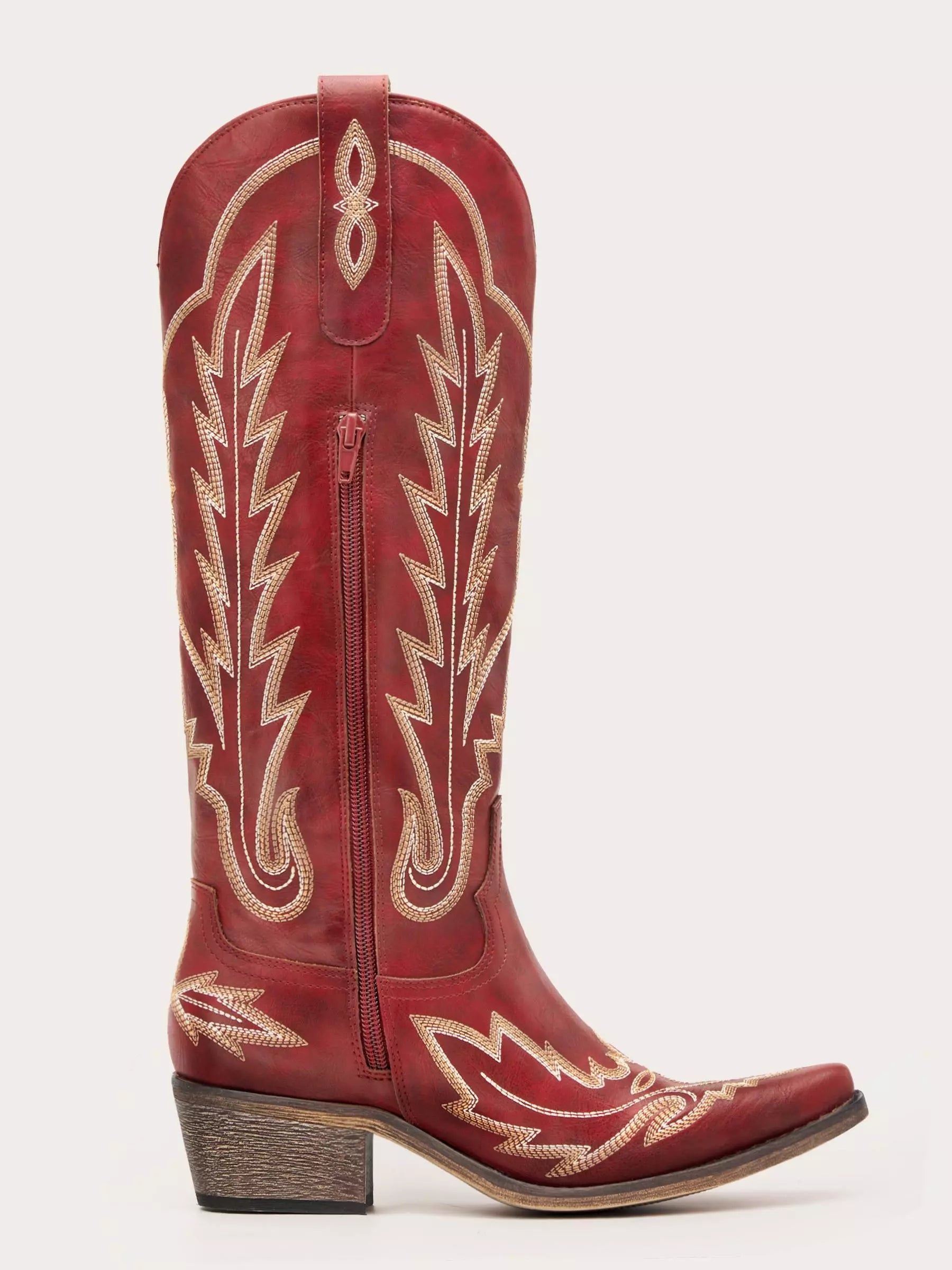 The Electra: Showstopper Red Embroidered Western Boots