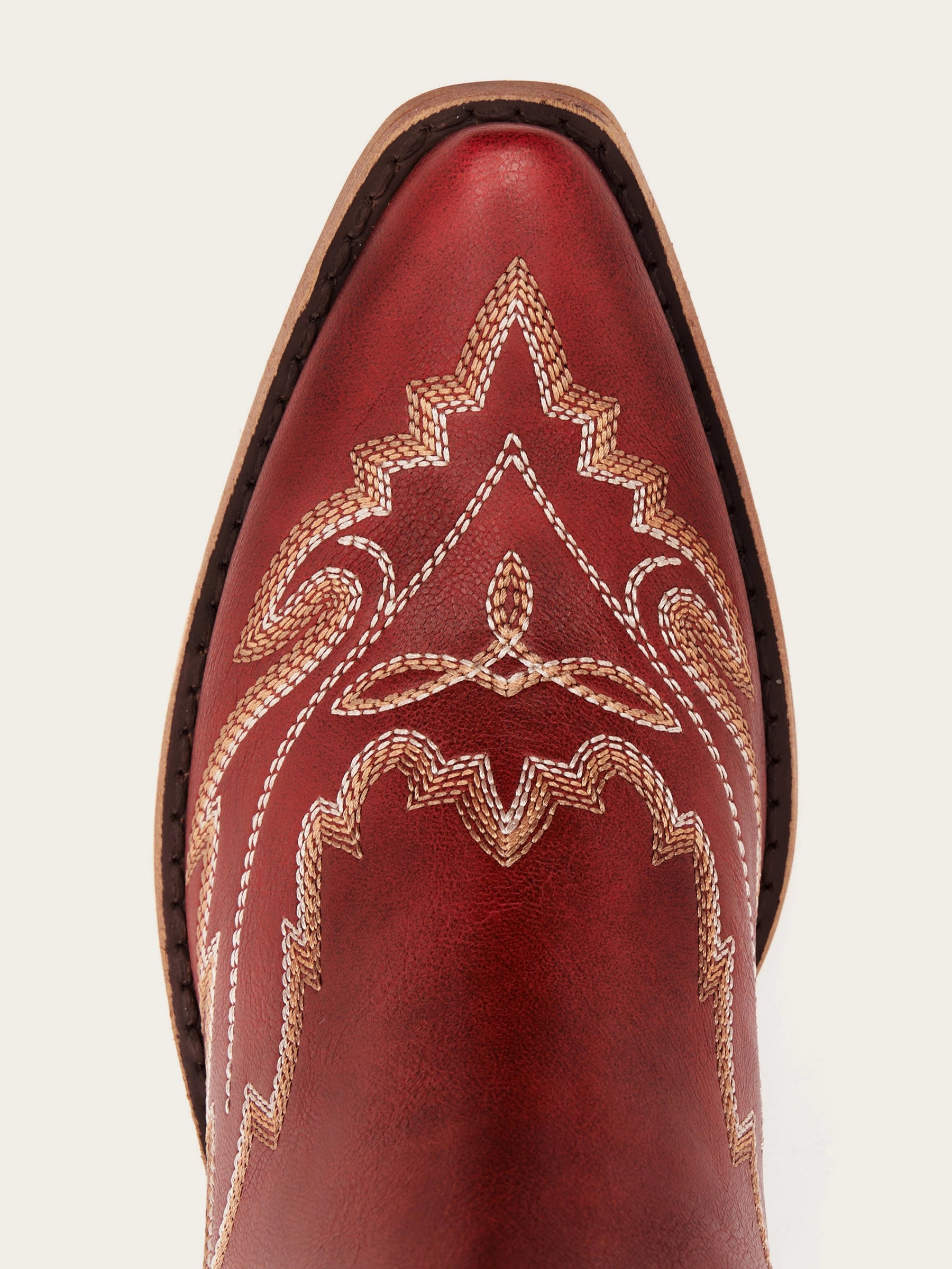 The Siren: Over-the-Knee Embroidered Western Boots in Vintage Red