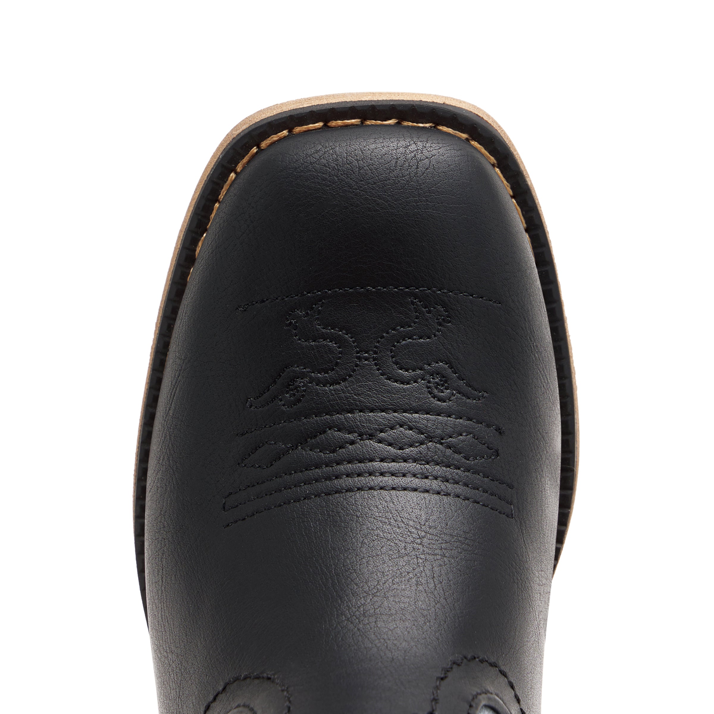 Kids' All Black Western Embroidered Cowboy Boots (Golden Stitch)