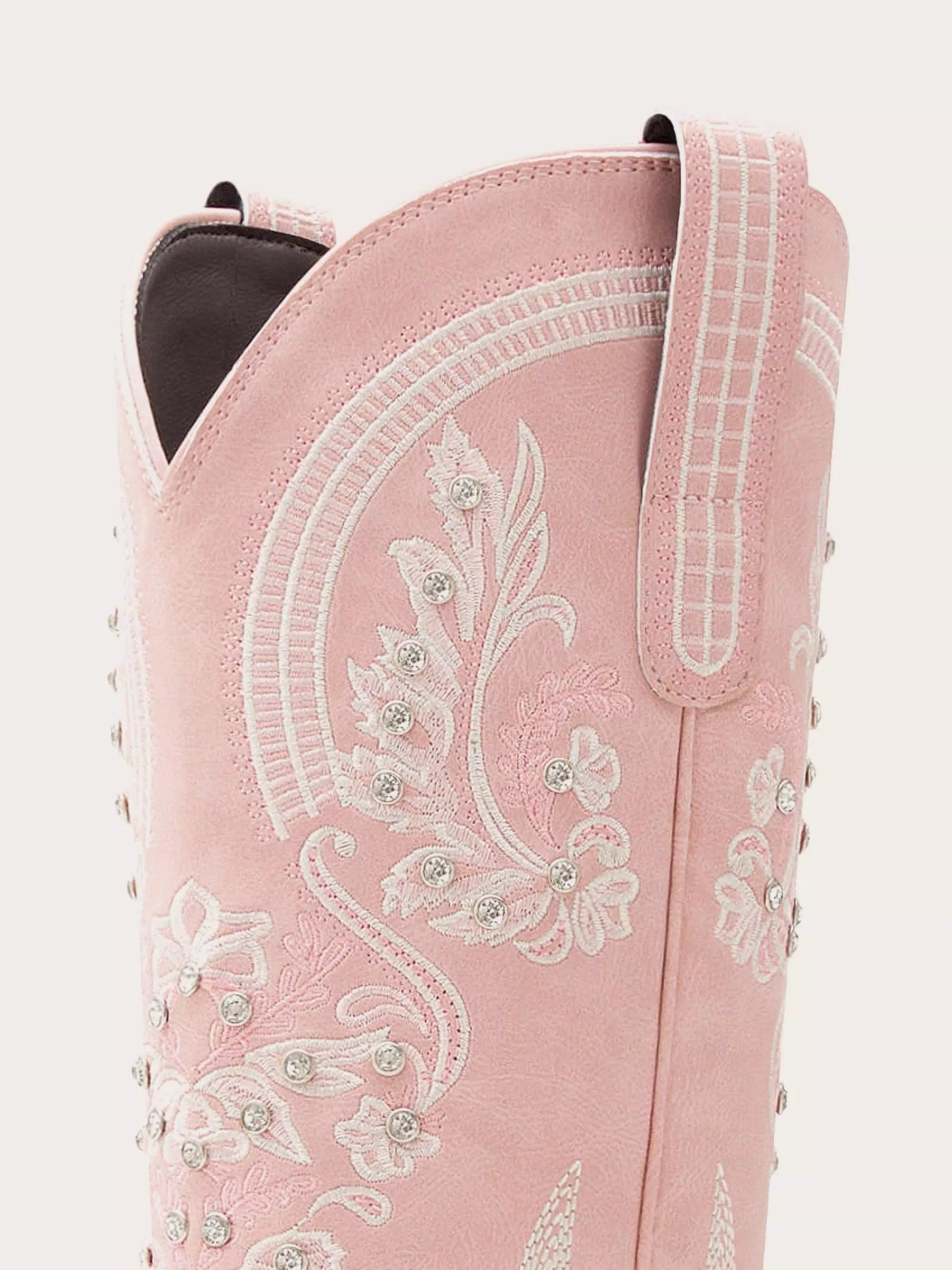 The Starlight Rider: Blush Pink Suede-Finish Western Boots with Crystals