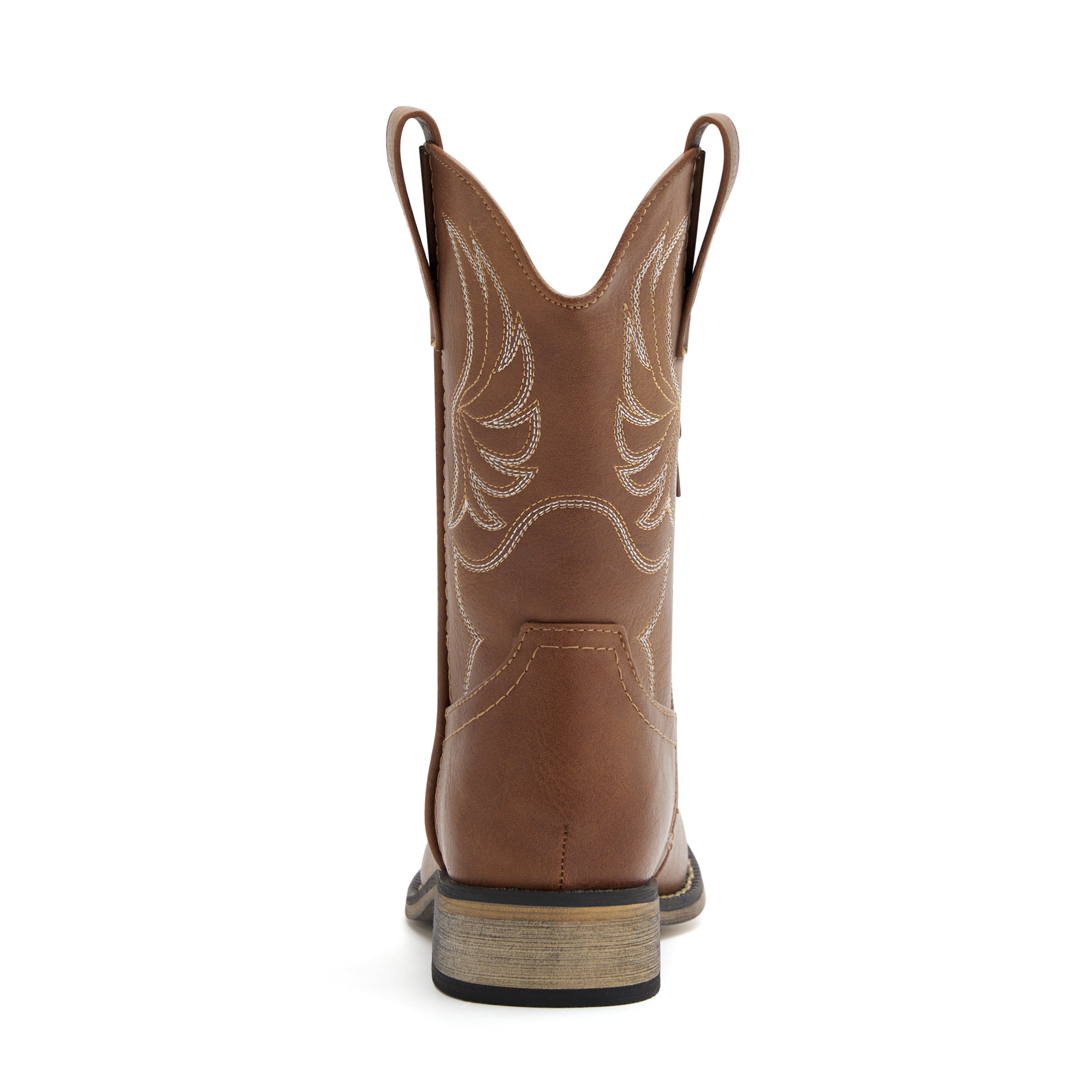 Kids' All Brown Western Embroidered Cowboy Boots (Golden Stitch)