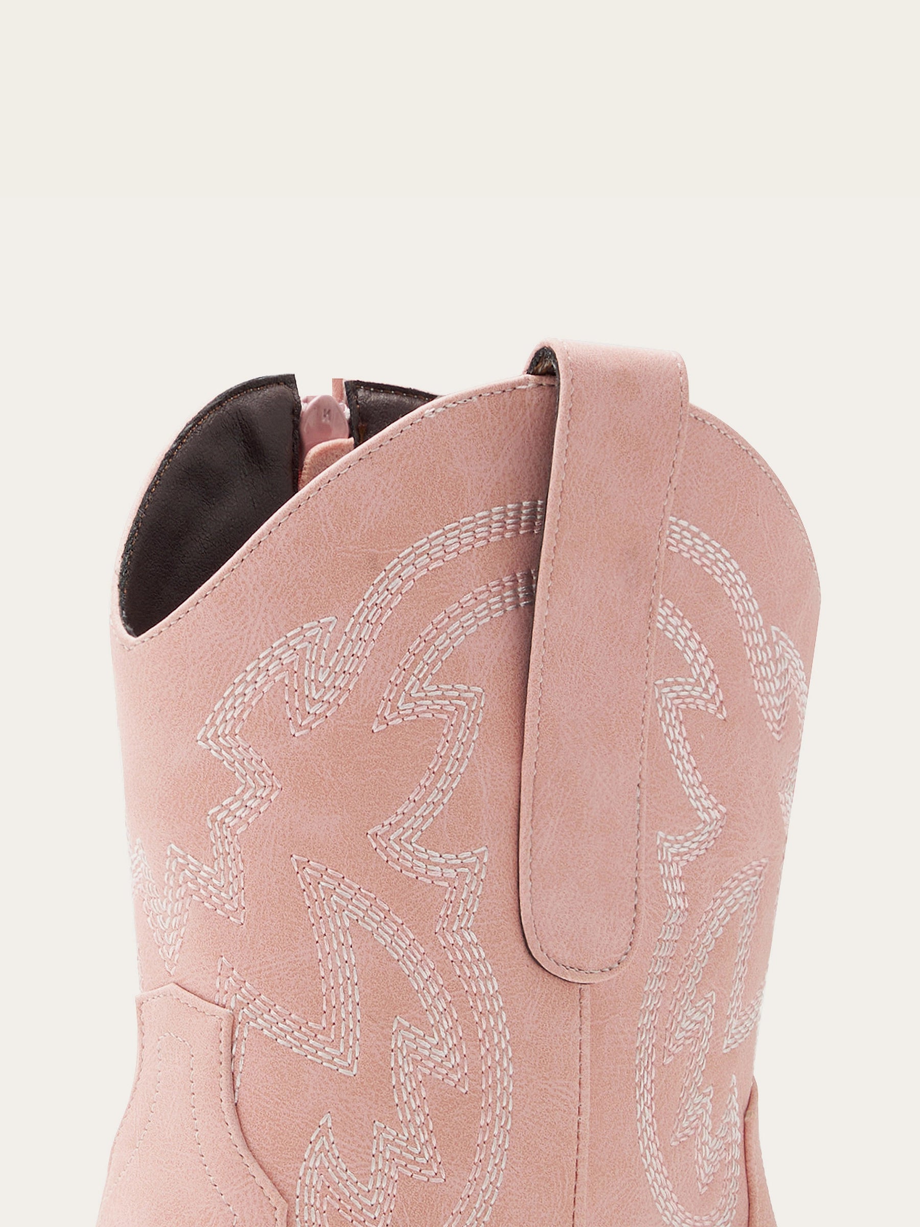The City Booties: Pink Western Ankle Boots with White Embroidery