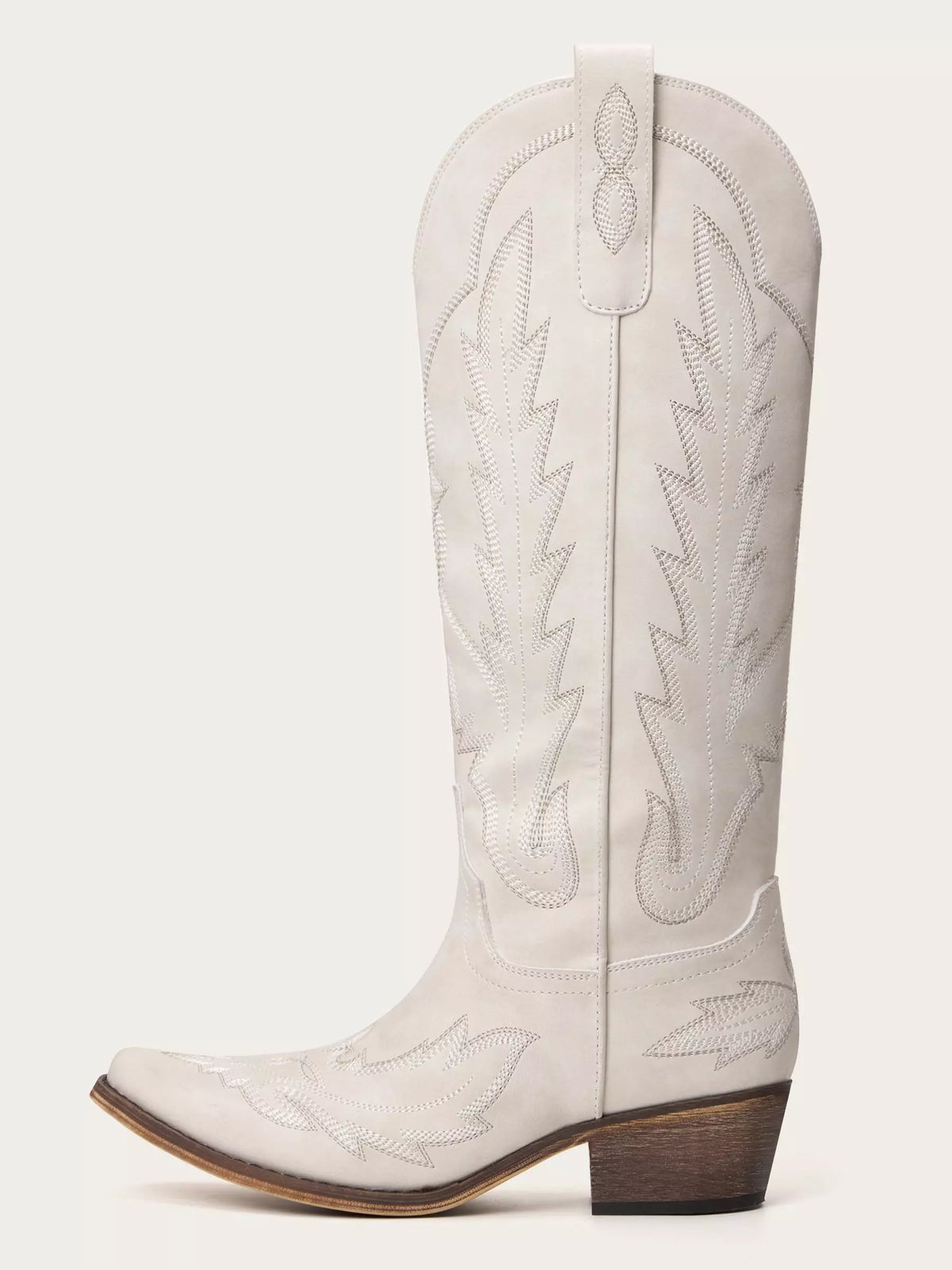The Electra: Timeless White Embroidered Western Boots