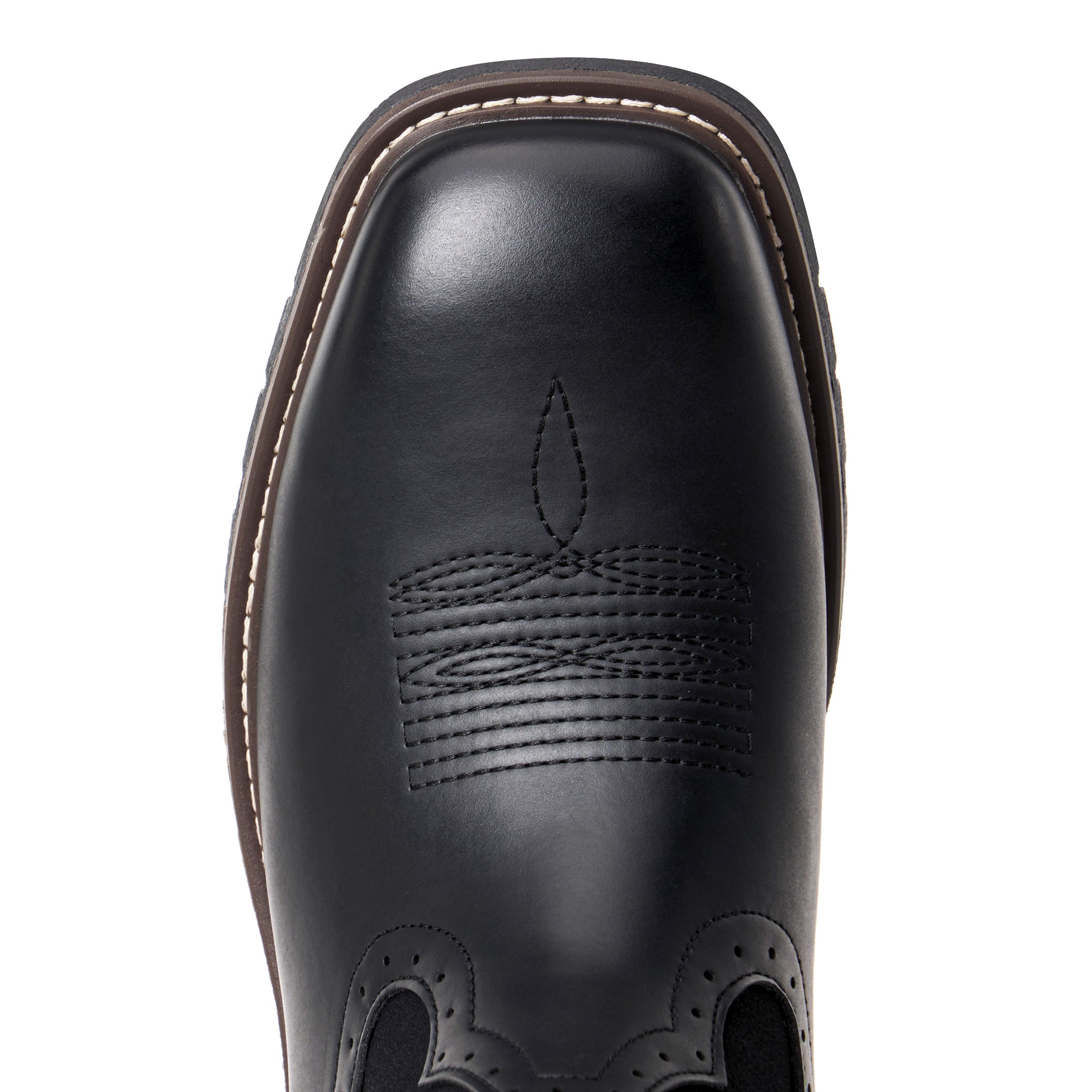 Men's Black Leather & Suede Panel Western Cowboy Boots - Embroidered, Durable Lug Sole