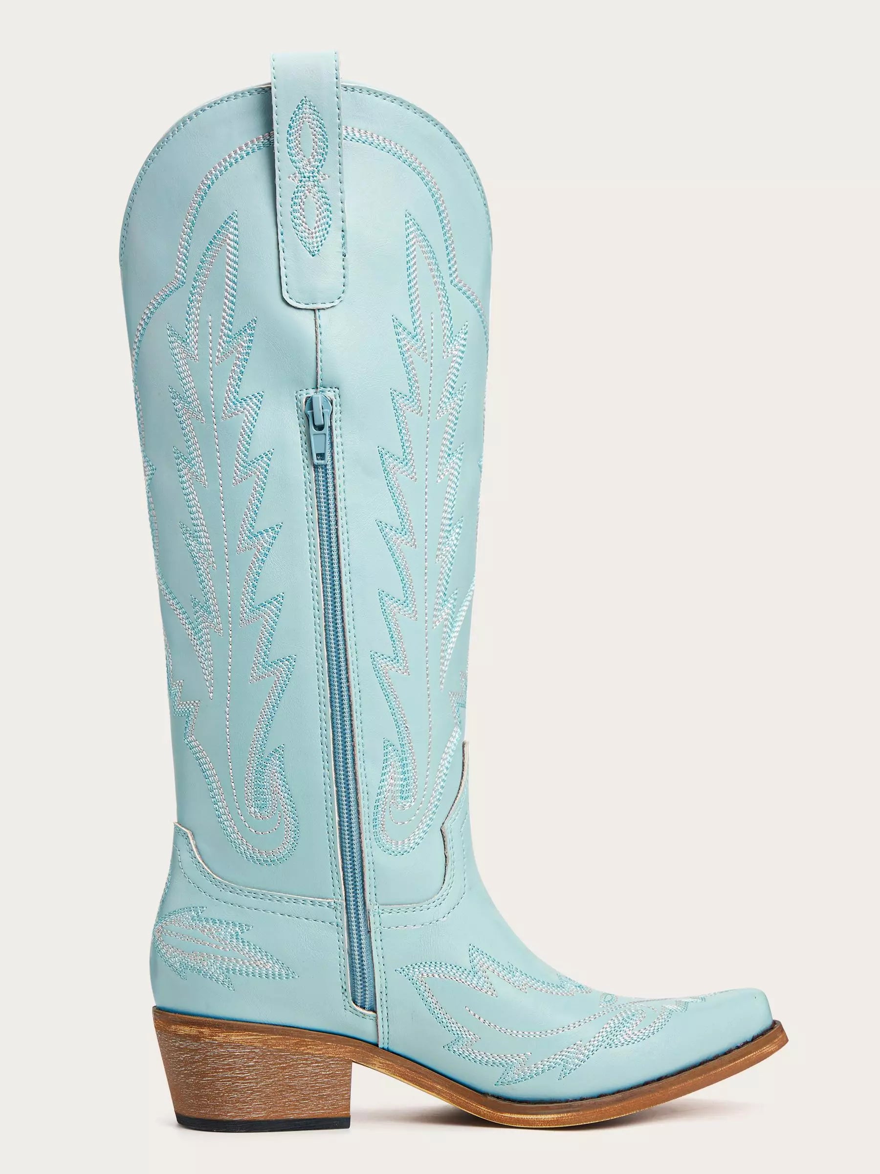The Electra: Vibrant Turquoise Blue Embroidered Western Boots