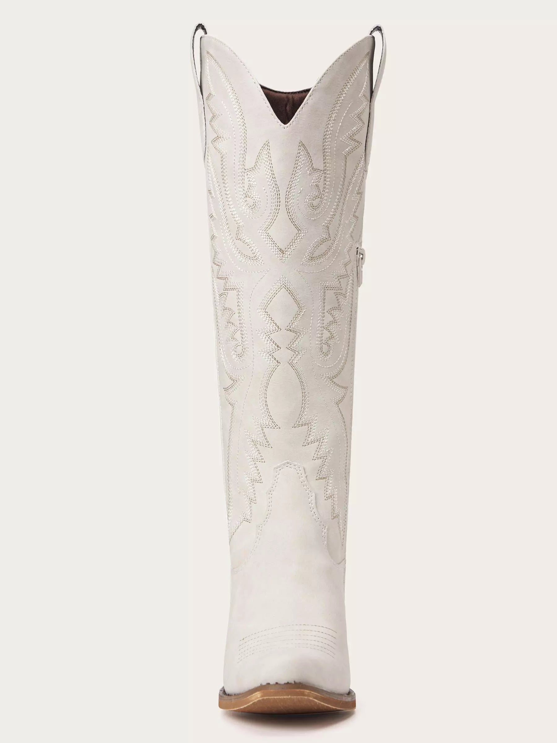 The Savannah: Knee-High Western Boots in Bone White with Lace-Up Detail
