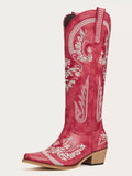 The Starlight Rider: Red & Silver Embroidered Western Boots