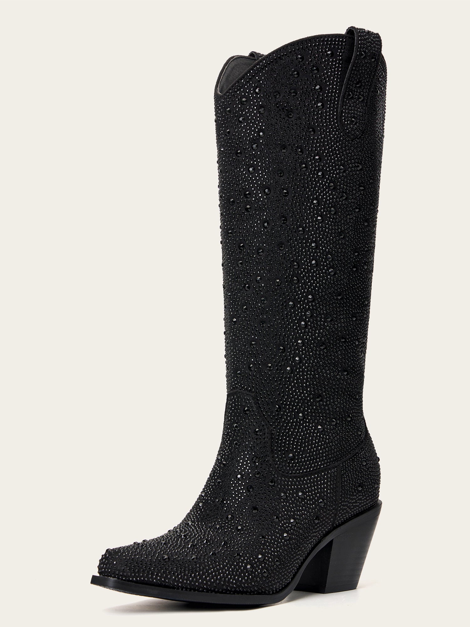 The Supernova: All-Over Black Rhinestone Cowboy Boots