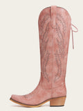The Desert Bloom: Dusty Rose Boots with Turquoise Lining & Lace-Up Back