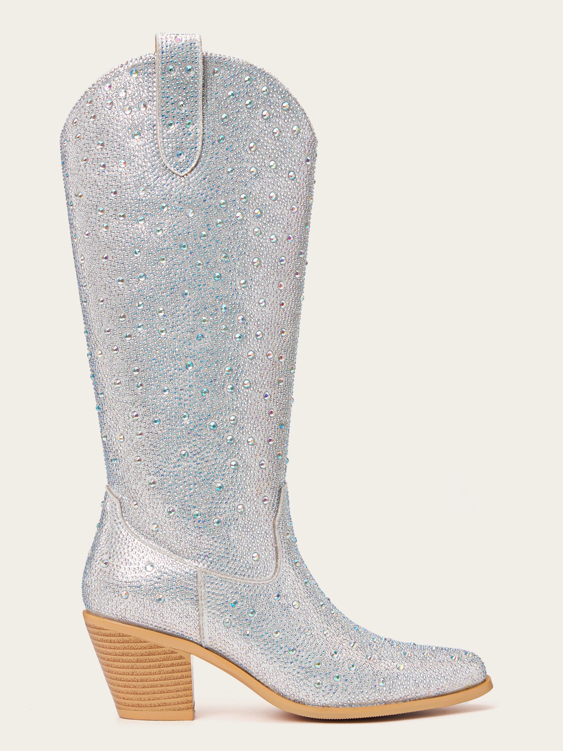 The Supernova: All-Over Silver Rhinestone Cowboy Boots