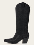 The Supernova: All-Over Black Rhinestone Cowboy Boots