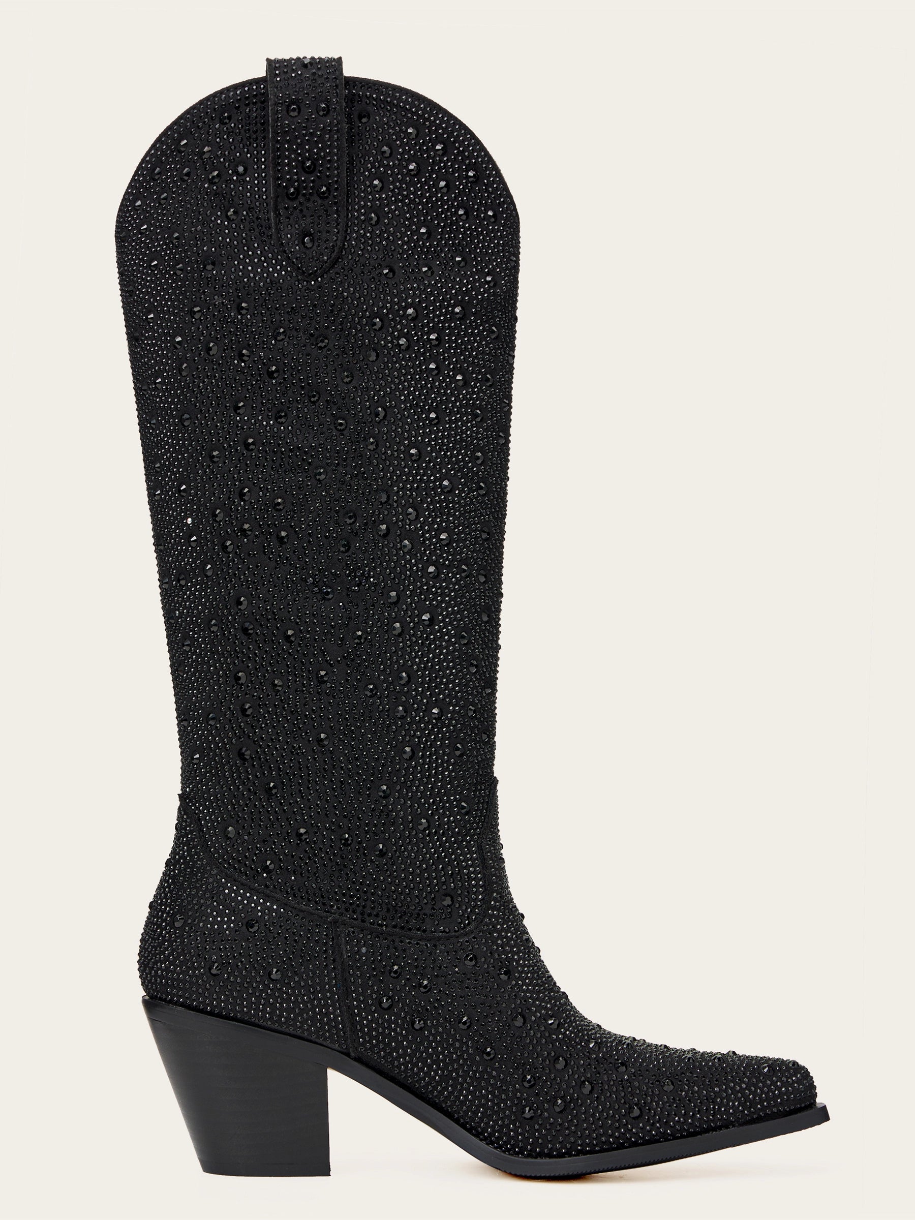 The Supernova: All-Over Black Rhinestone Cowboy Boots