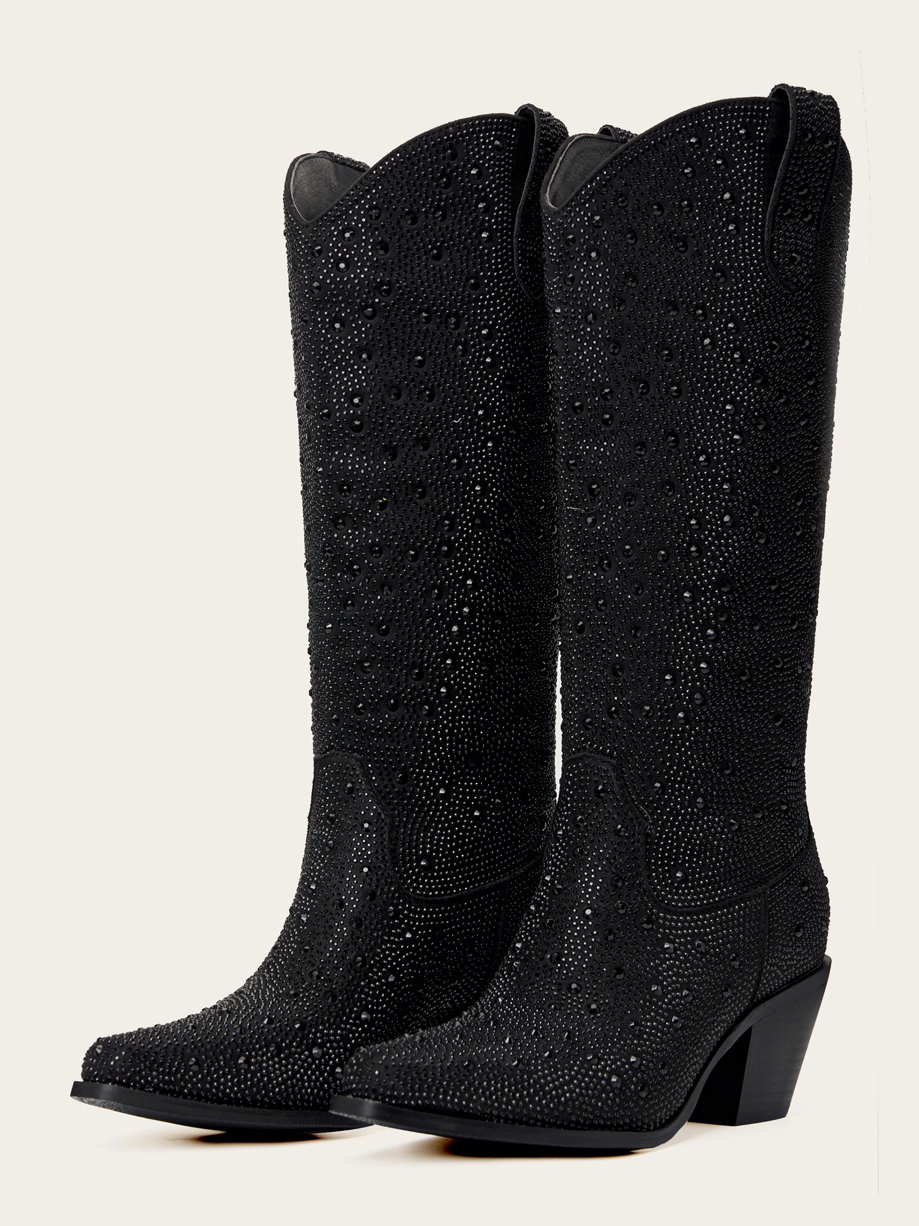 The Supernova: All-Over Black Rhinestone Cowboy Boots