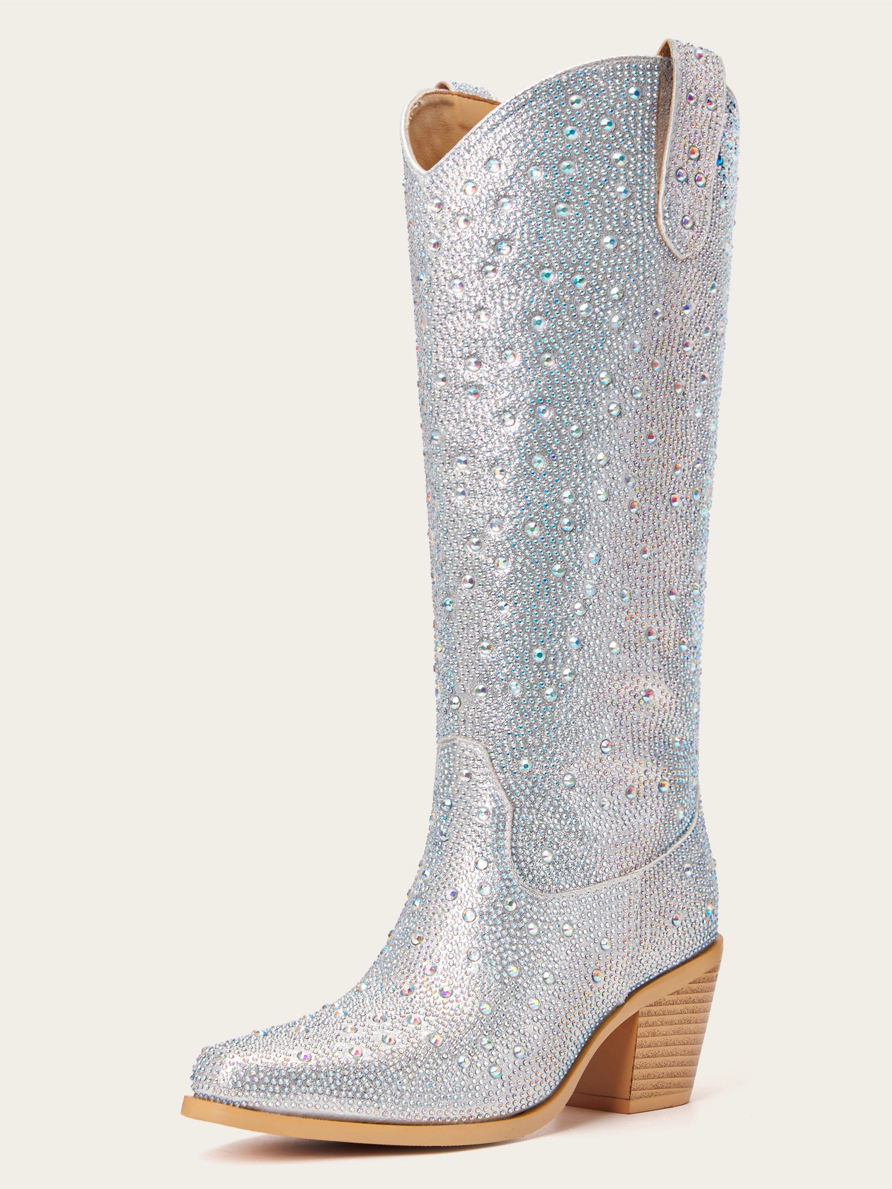 The Supernova: All-Over Silver Rhinestone Cowboy Boots