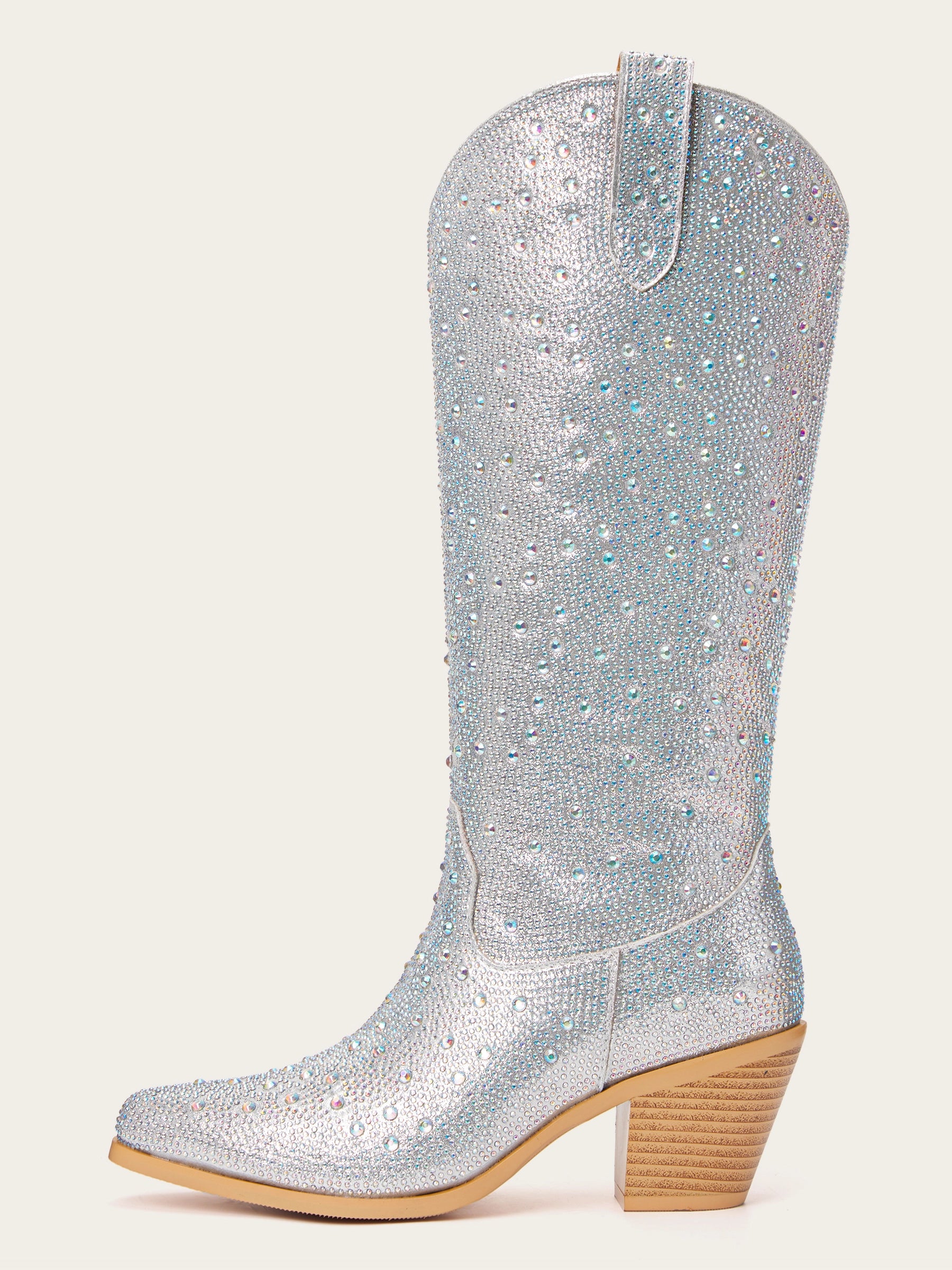 The Supernova: All-Over Silver Rhinestone Cowboy Boots