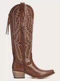 The Savannah: Genuine Leather Knee-High Western Boots in Classic Brown