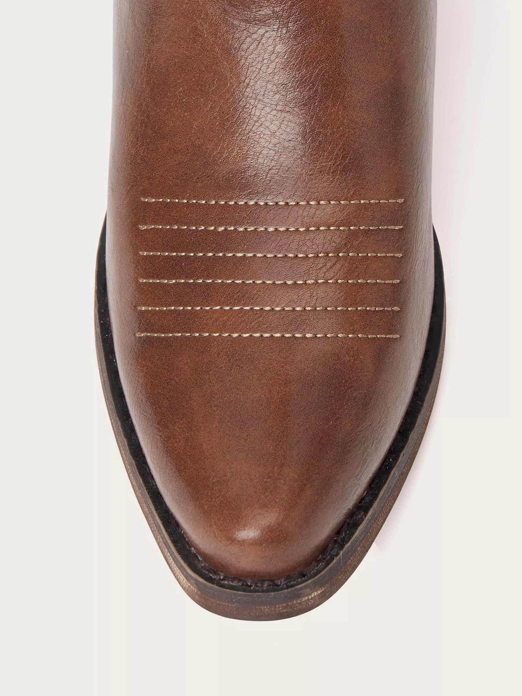 The Savannah: Genuine Leather Knee-High Western Boots in Classic Brown