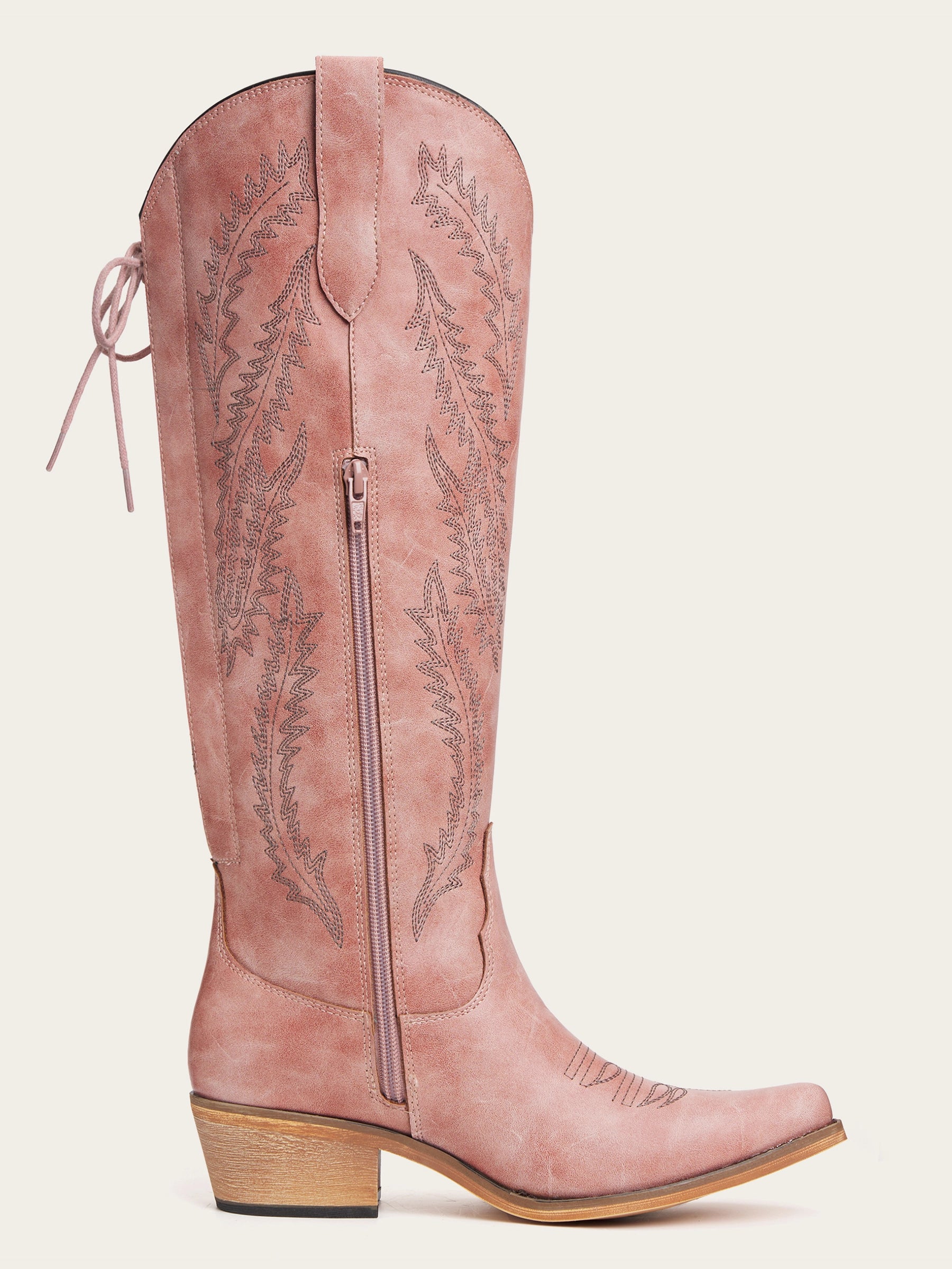 The Desert Bloom: Dusty Rose Boots with Turquoise Lining & Lace-Up Back