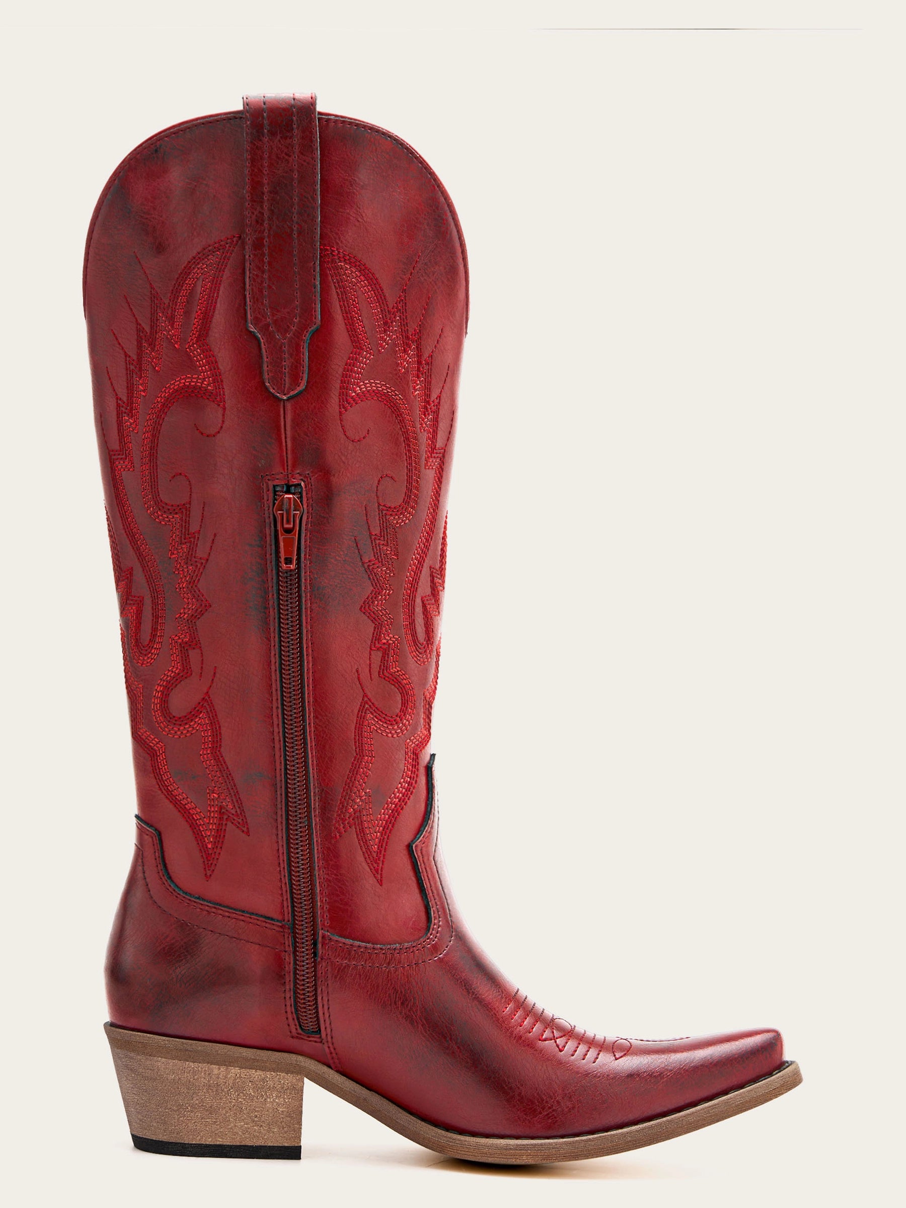 The Legend: Vintage Red Boots with Tonal Western Embroidery