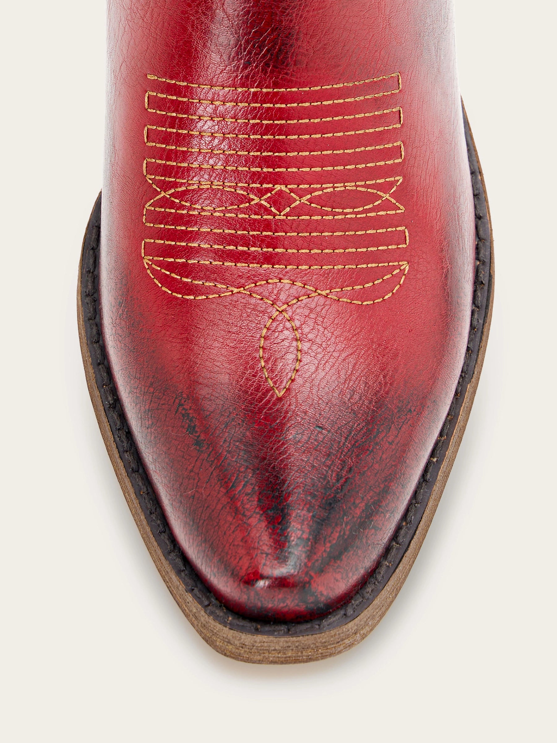 The Stardust: Rich Red Cowboy Boots with White Star Inlays & Embroidery