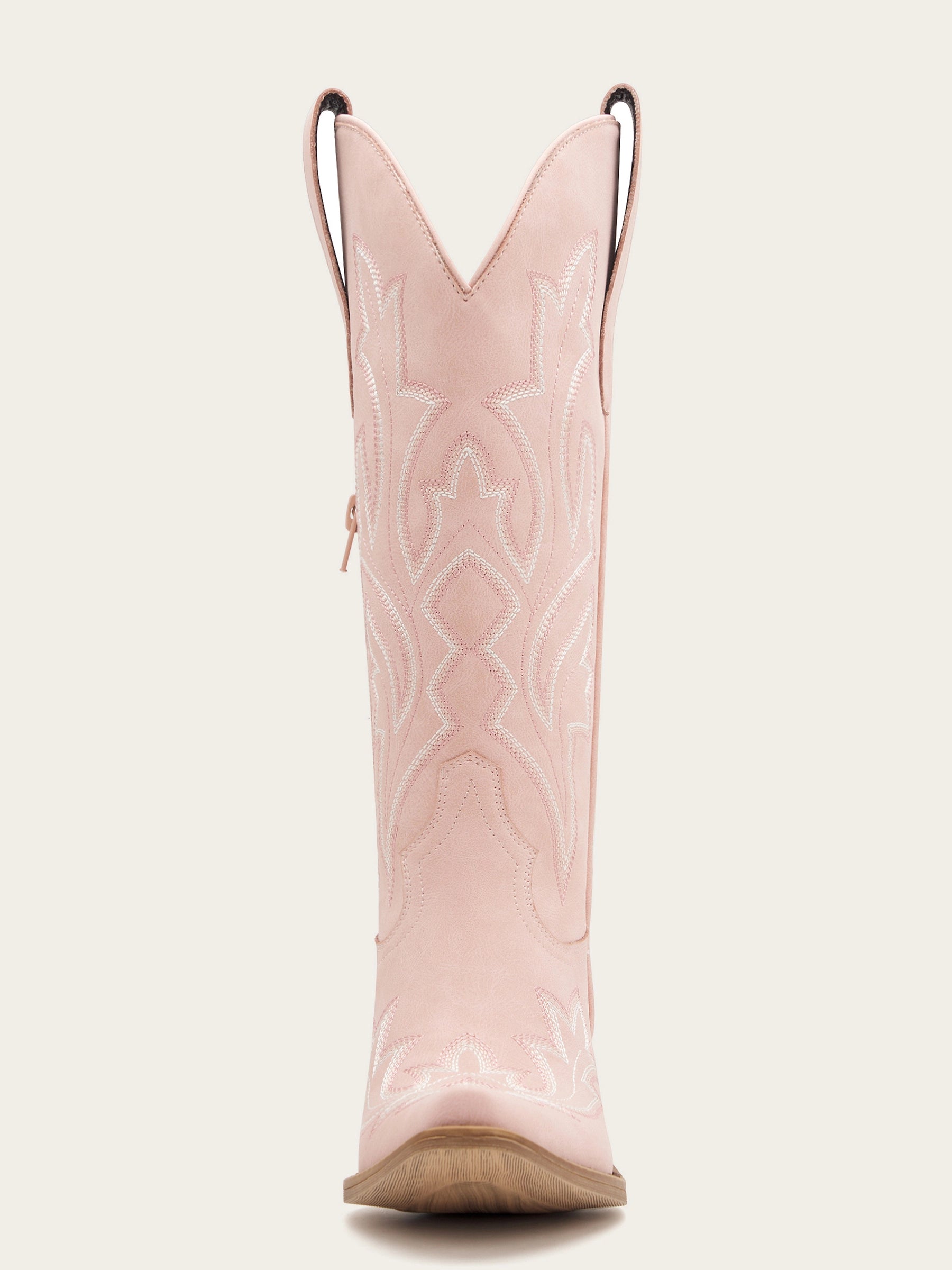 The Blossom: Blush Pink Cowboy Boots with White Western Embroidery