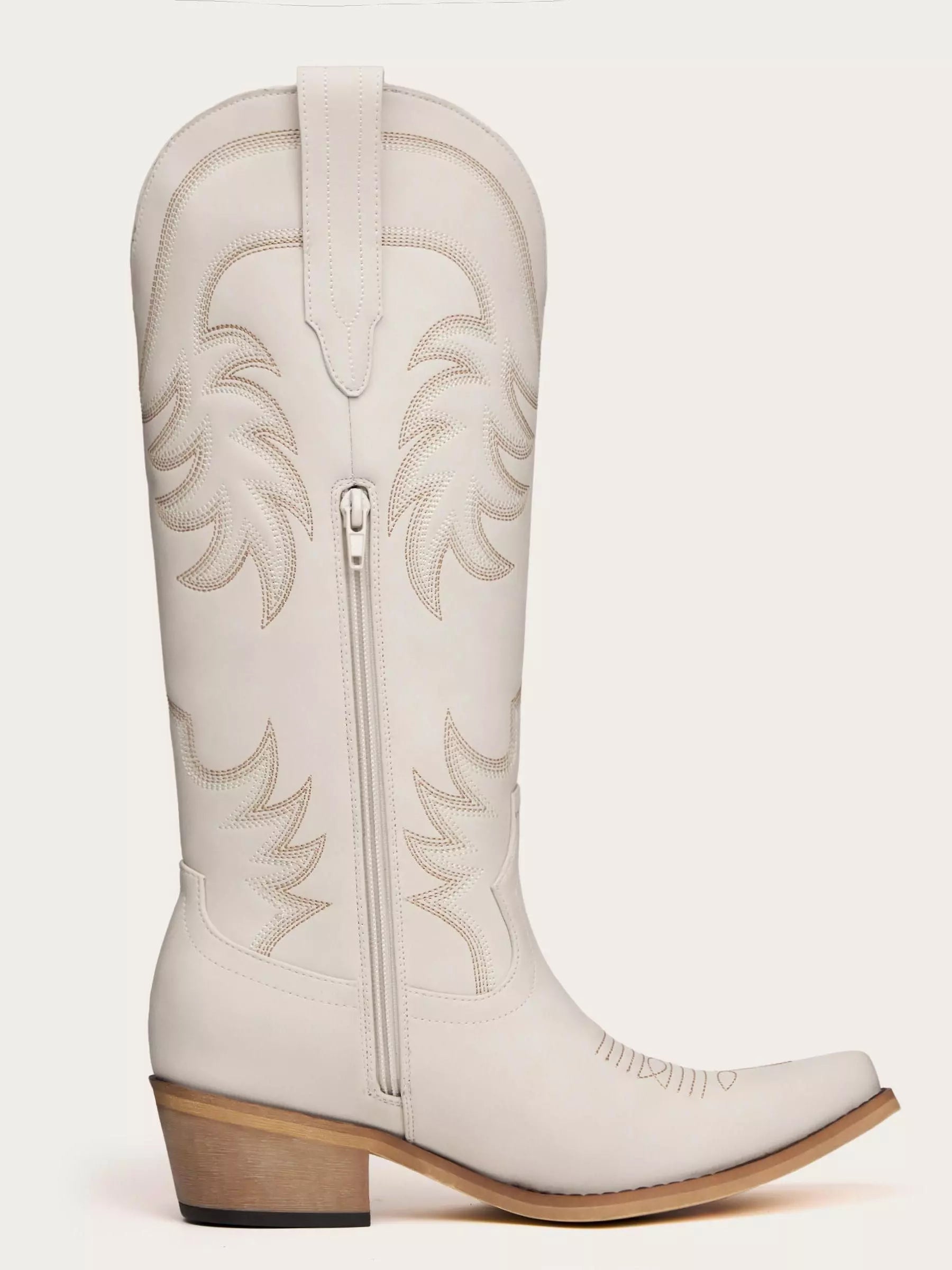 The Nashville: Modern White Cowboy Boots with Classic Western Stitching