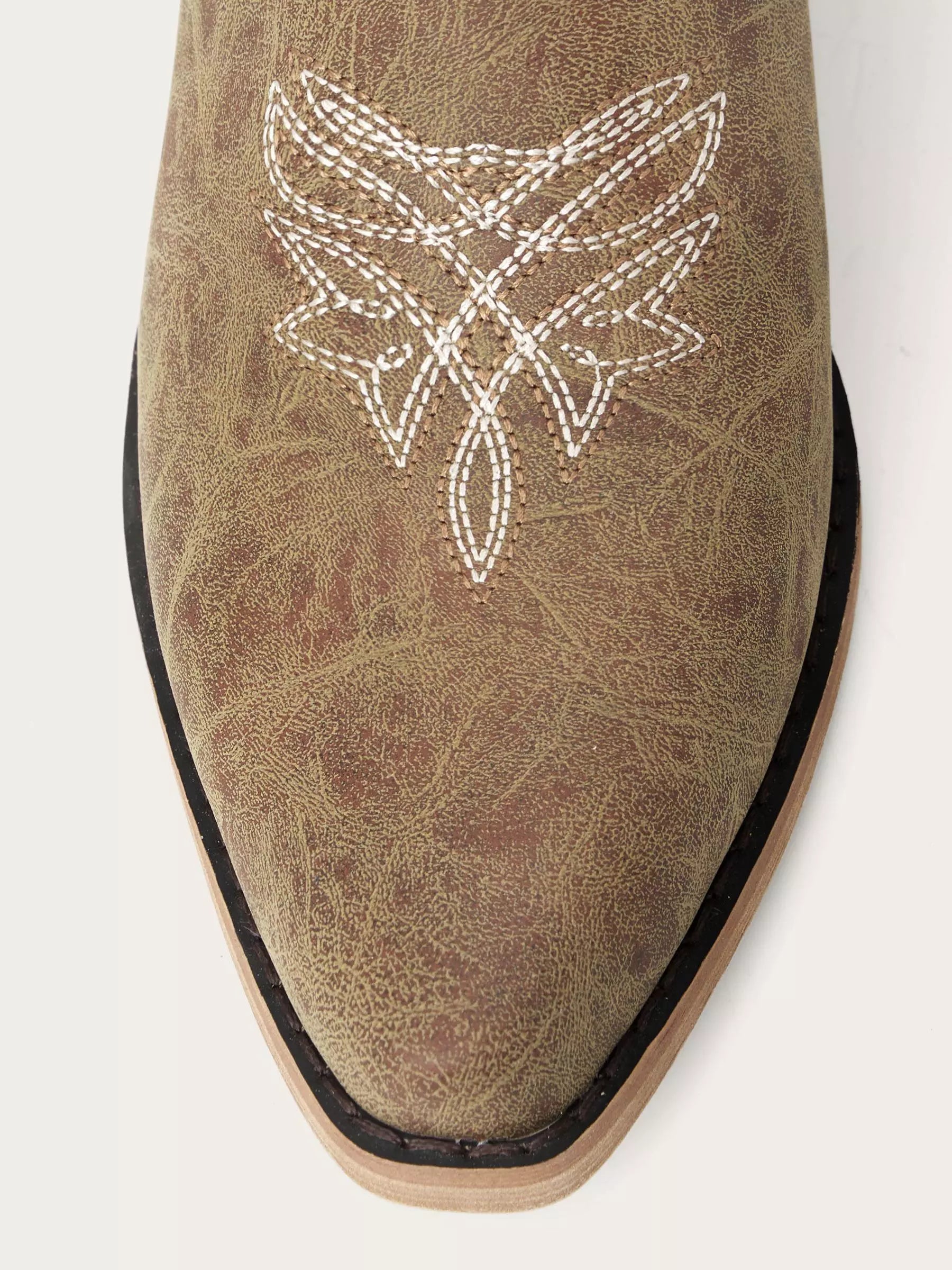 The Aspen: Knee-High Western Boots in Distressed Taupe Brown