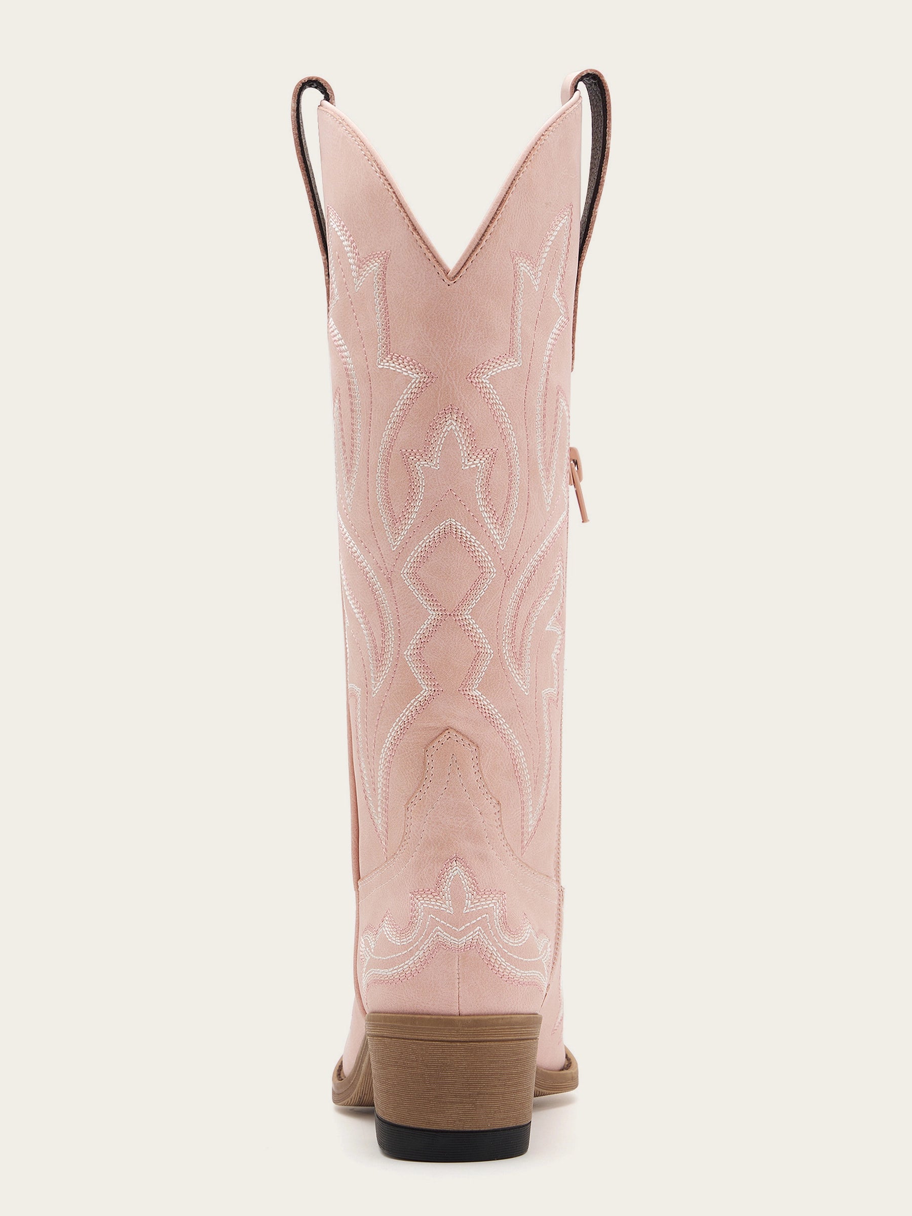 The Blossom: Blush Pink Cowboy Boots with White Western Embroidery