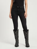 The Diamond Sky Boot: Black Suede Western Boots with Glitter Inlay & Rhinestones