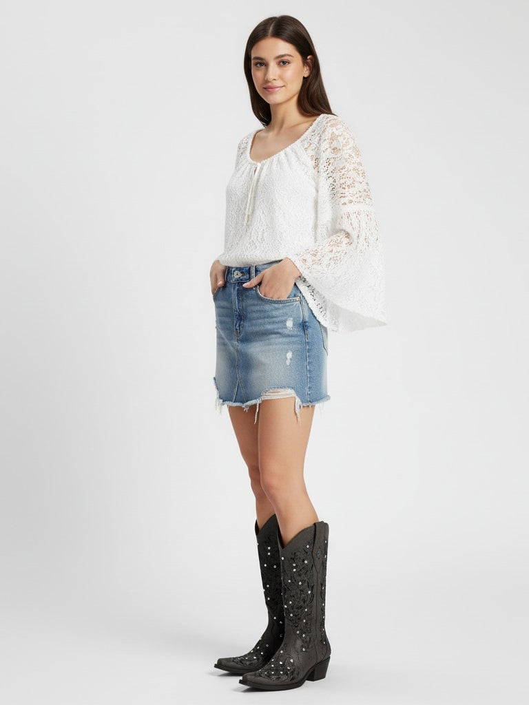 The Diamond Sky Boot: Black Suede Western Boots with Glitter Inlay & Rhinestones