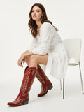 The Electra: Showstopper Red Embroidered Western Boots