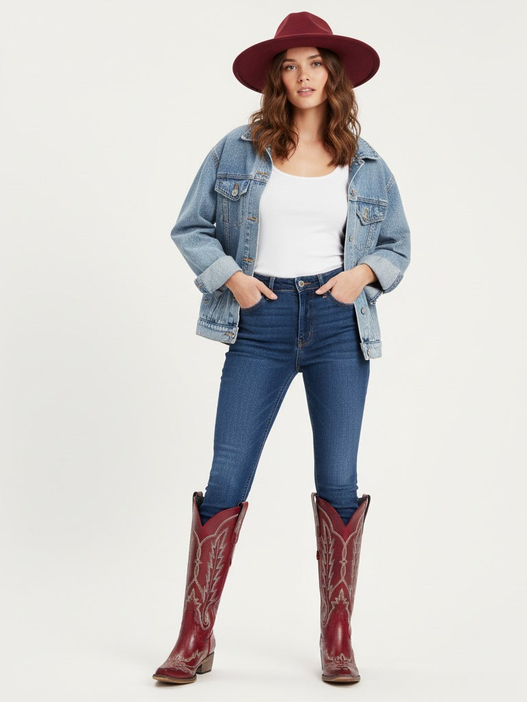 The Electra: Luxury-Feel Red Cowboy Boots with Superior Comfort & Detail