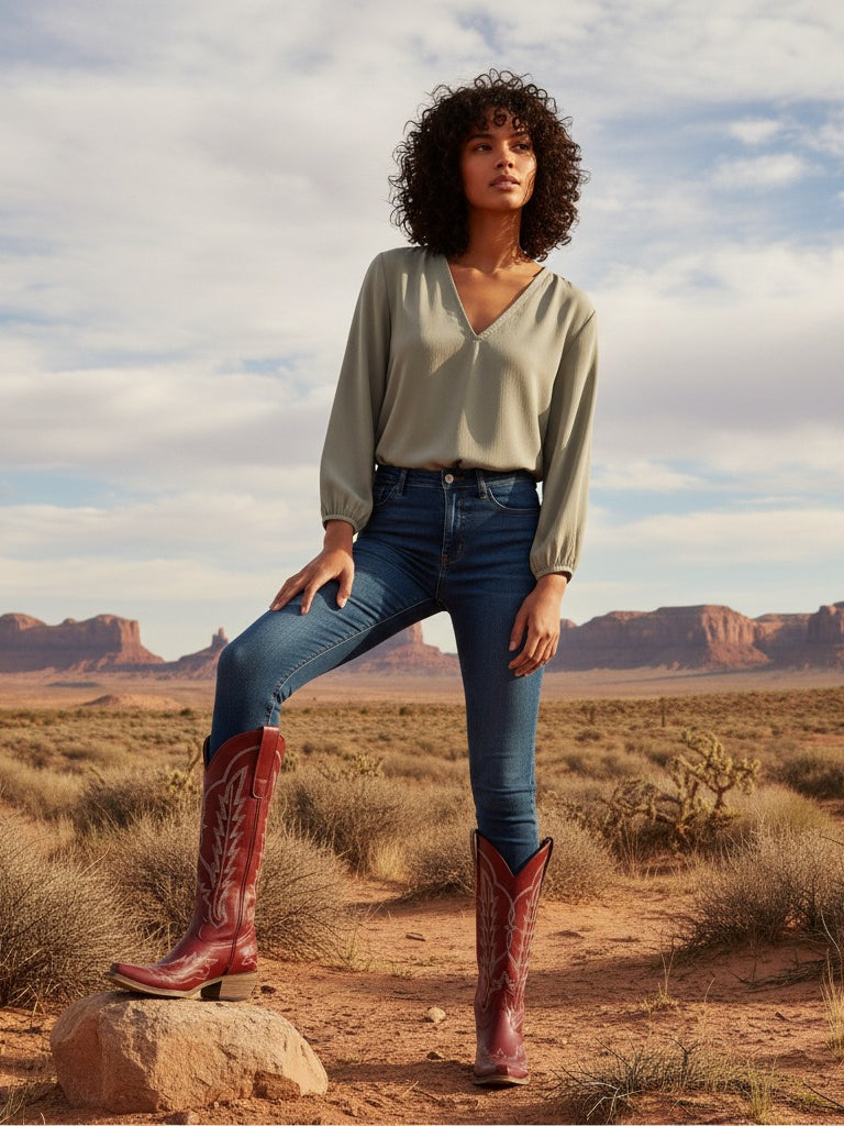 The Electra: Luxury-Feel Red Cowboy Boots with Superior Comfort & Detail
