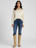 The Electra: Classic Beige Suede Embroidered Western Boots