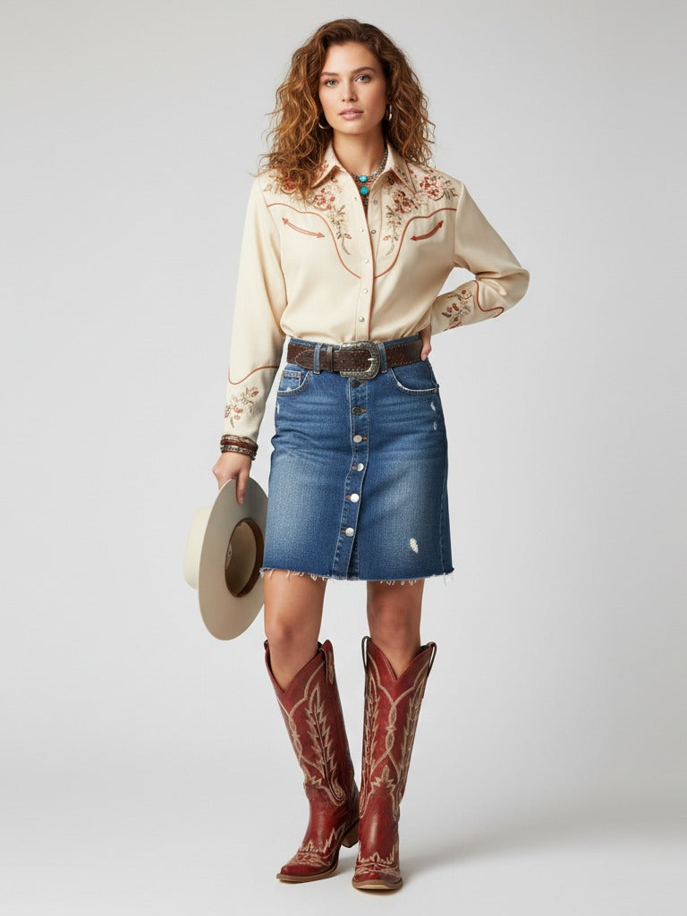The Electra: Showstopper Red Embroidered Western Boots
