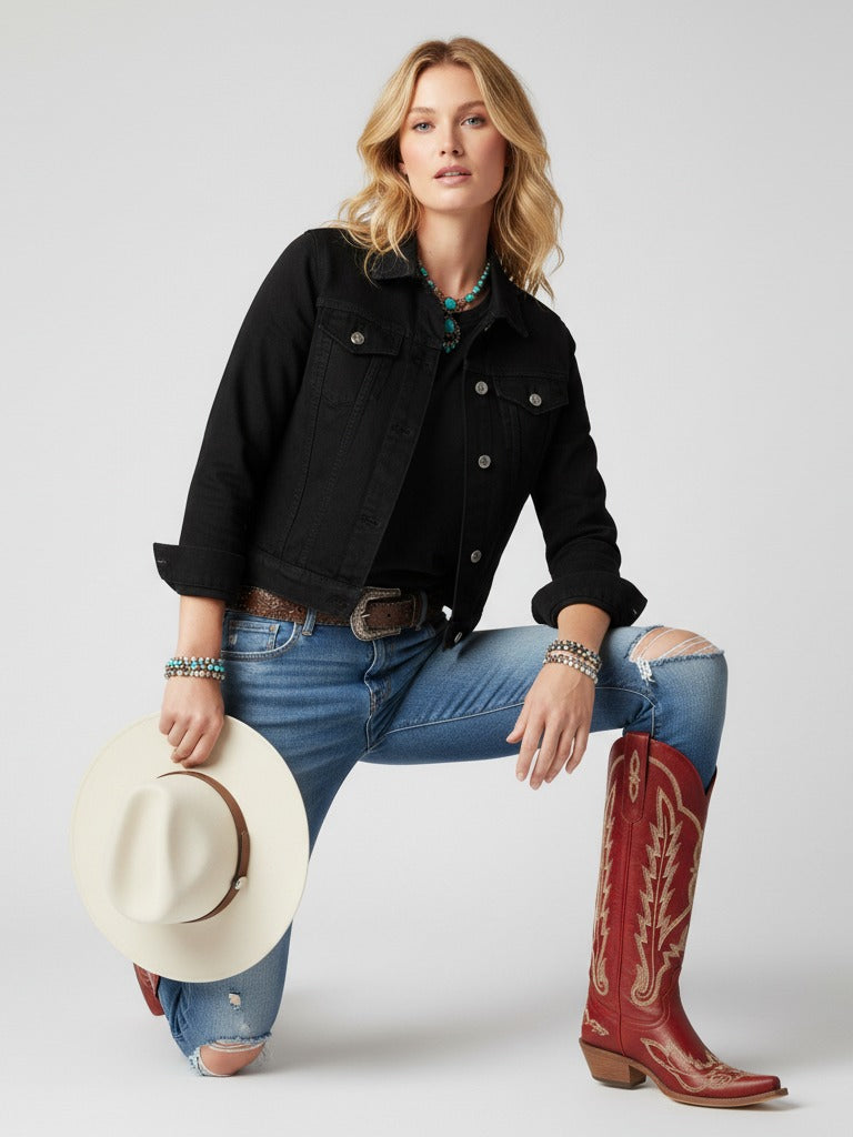 The Electra: Showstopper Red Embroidered Western Boots