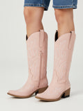The Blossom: Blush Pink Cowboy Boots with White Western Embroidery
