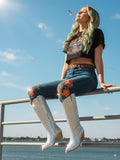The Supernova: All-Over Silver Rhinestone Cowboy Boots