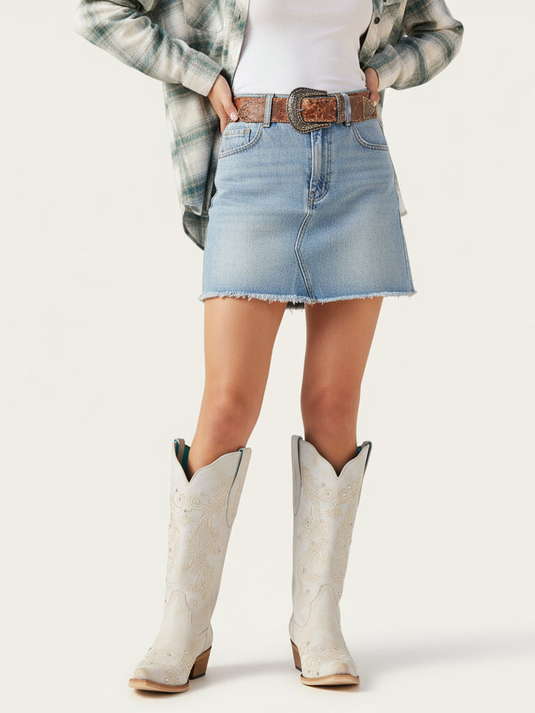 The Ever After: White Boots with Floral Embroidery & Rhinestones