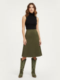 The Meadow: Olive Green Suede Boots with Multi-Tonal Leaf Embroidery