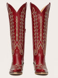 The Dynamo: Rich Red Knee-High Western Boots with Snip Toe & Adjustable Lacing
