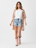 The City Booties: Pink Western Ankle Boots with White Embroidery