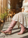 The Desert Bloom: Dusty Rose Boots with Turquoise Lining & Lace-Up Back