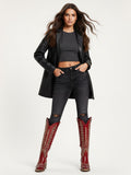 The Dynamo: Rich Red Knee-High Western Boots with Snip Toe & Adjustable Lacing